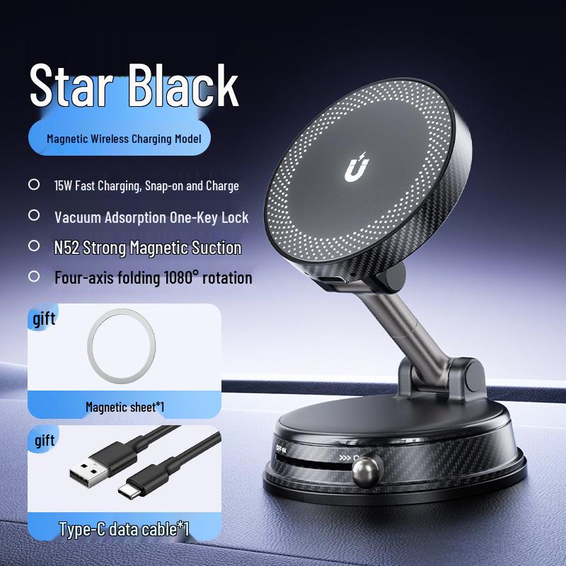Magnetic Wireless Charging Car Phone Holder with Suction Cup Mount