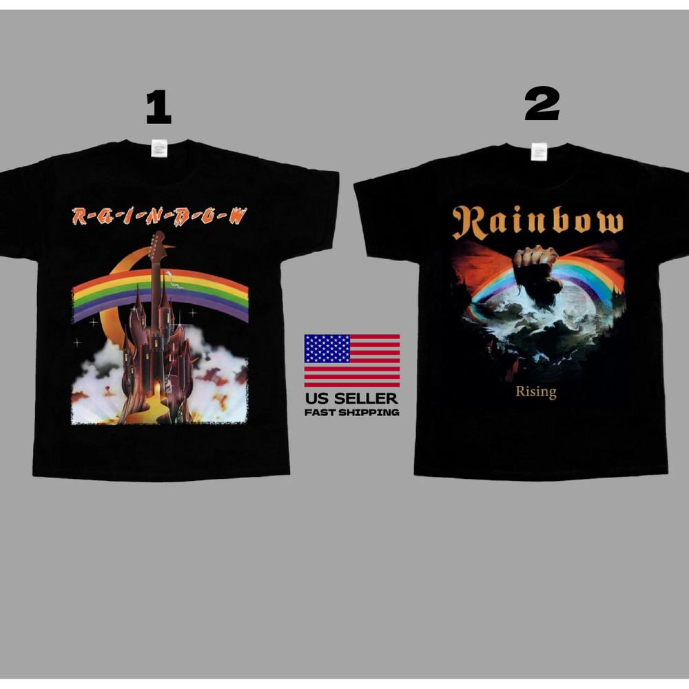НОВАЯ ОДЕЖДА S - 5XL RAINBOW RISING RICHIE BLACKMORE НОВЫЙ ЧЕРНЫЙ Футболка Унисекс Футболка