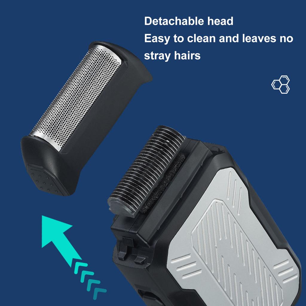 Электробритва 2 в 1 из фольги, USB-перезаряжаемая, со съемной режущей головкой, электрический триммер для бороды с выдвижным триммером для лысых