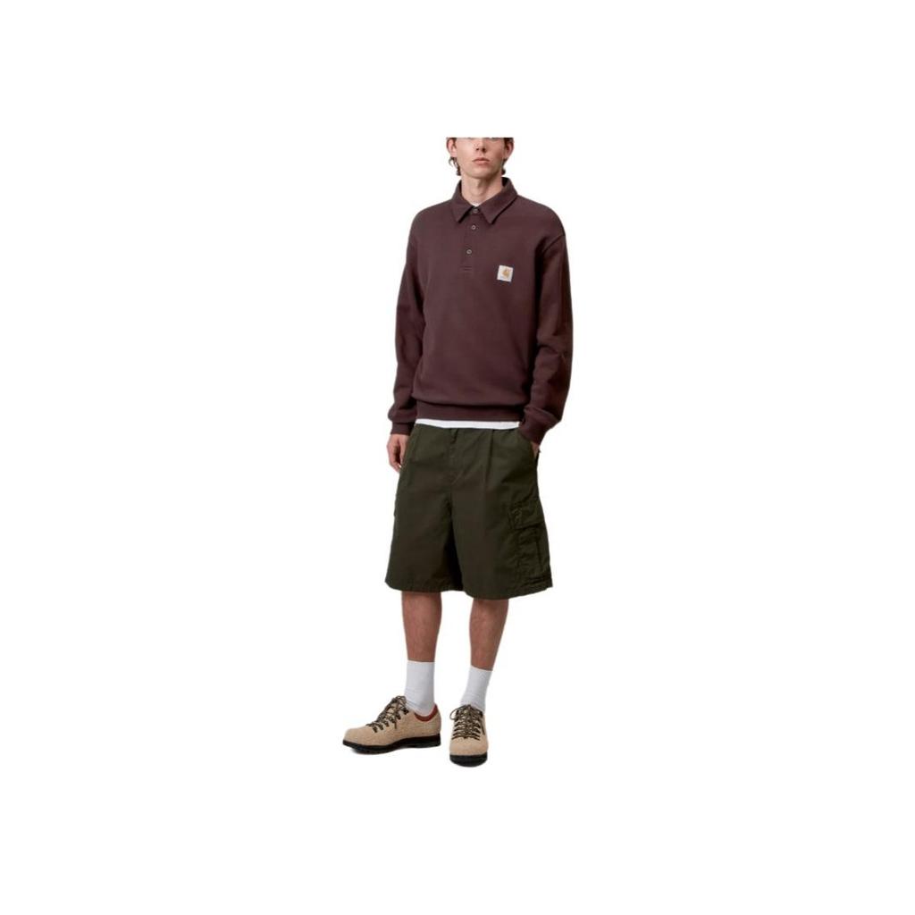 Carhartt WIP FW25 Свитшот-поло Свободный Боковая рифленая вставка Квадратная этикетка Длинный рукав Поло Мужские топы I035532-33H-XX