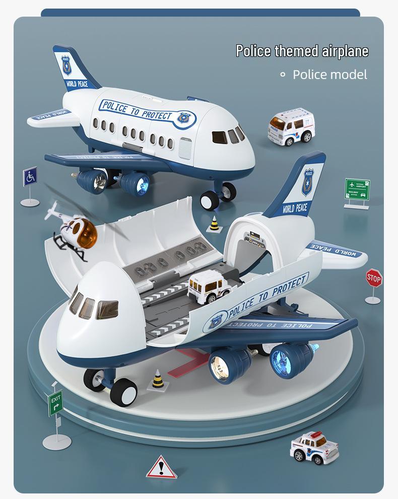 Extra Large Inertial Airplane Toy with Lights & Music - Educational Storage Set for Kids