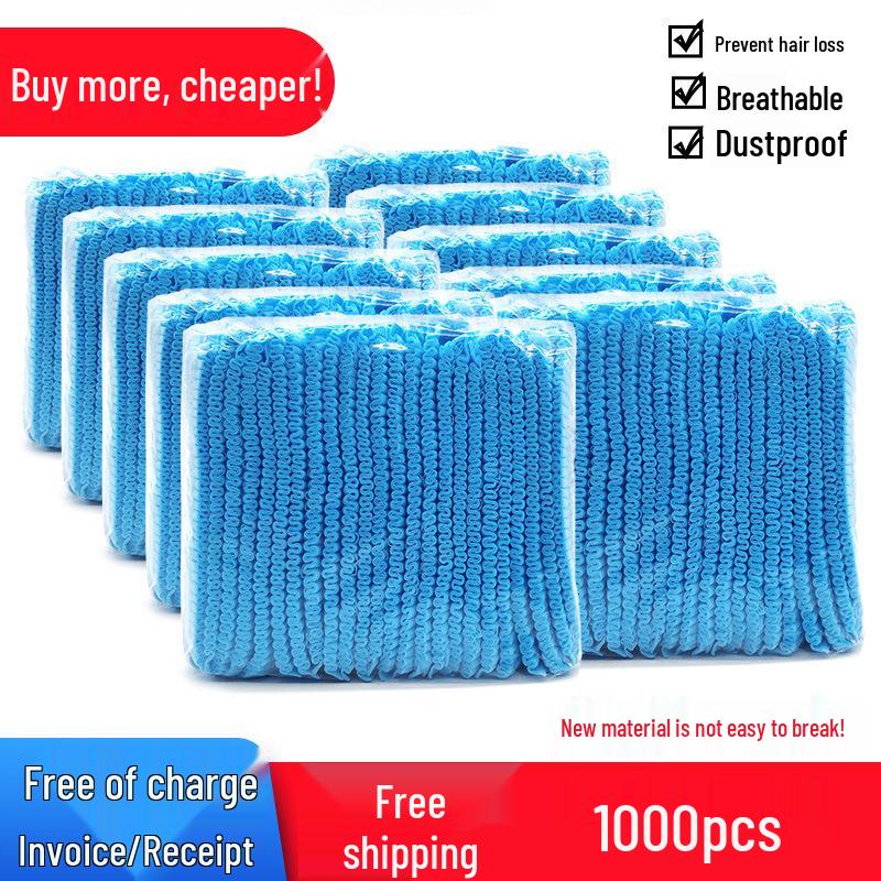 1000 шт. Одноразовые нетканые кухонные шапочки для головы - Дышащие, Пыленепроницаемые, Полосатые сетчатые шапочки