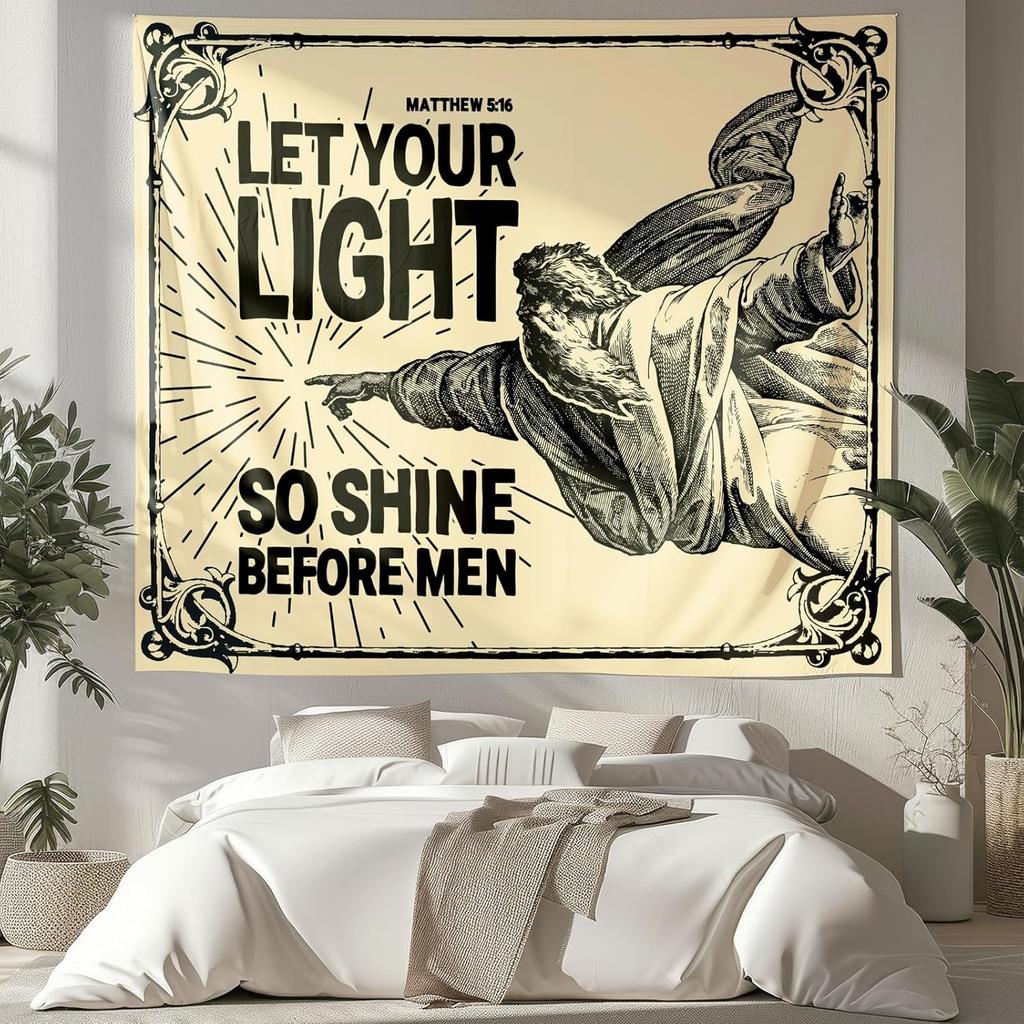 NIPINUS Christian Wall Tapestry with Bible Verses - Joshua1:9,Large tapestry wall hanging,Green Retro Motivational Flags Tapestry for Bedroom, Dorm,