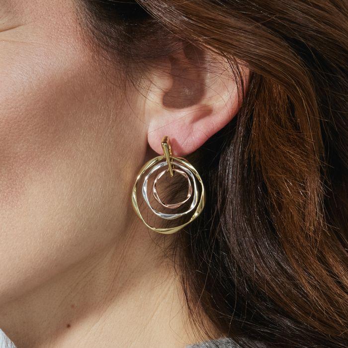 Boucles d’oreilles - LUXENTER - Ushdao - Or jaune 18K - Pierres multicolores & turquoises - Perles