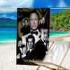 Custom Name Beach Towel James Bond Movie Collage Beach Towel, Soft Microfiber, Gift for Her/Him, Birthday, for Pool, Beach, Travel, Fan gifts