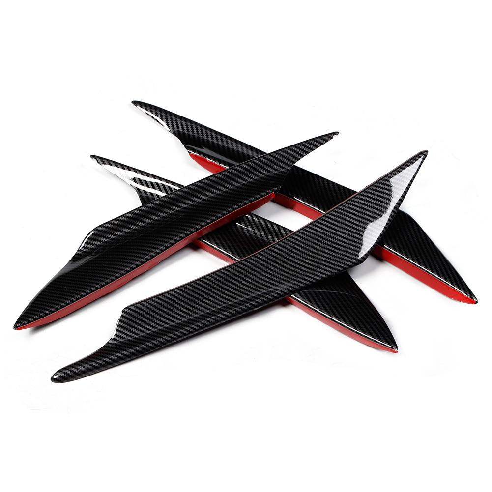 4Pcs Set Universal Carbon Fiber Style Car Front Bumper Canards Splitter Fins Deflector