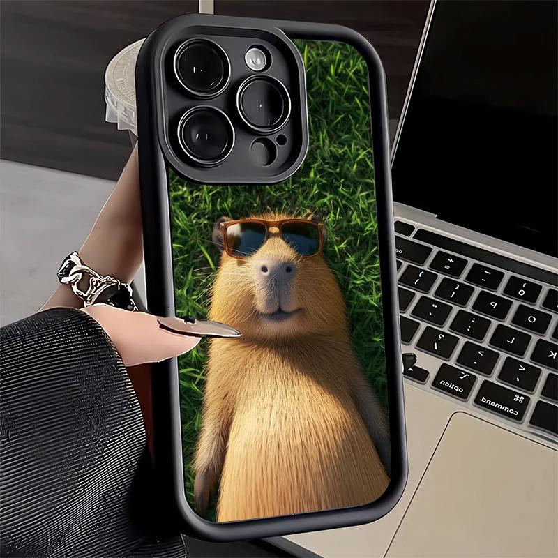 Чехол для телефона iPhone 17 Air 16E 15 16 Pro Max Животное Капибара Милый Чехол 14 Plus 13 12 Mini Мягкий Силиконовый Чехол Fundas