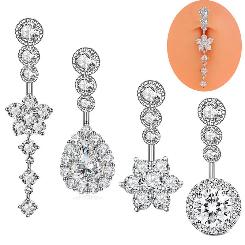 Кольца для пупка из циркония для женщин и девочек, сексуальное кольцо в виде цветка для пупка, пирсинг, ювелирные изделия, аксессуары, подарки