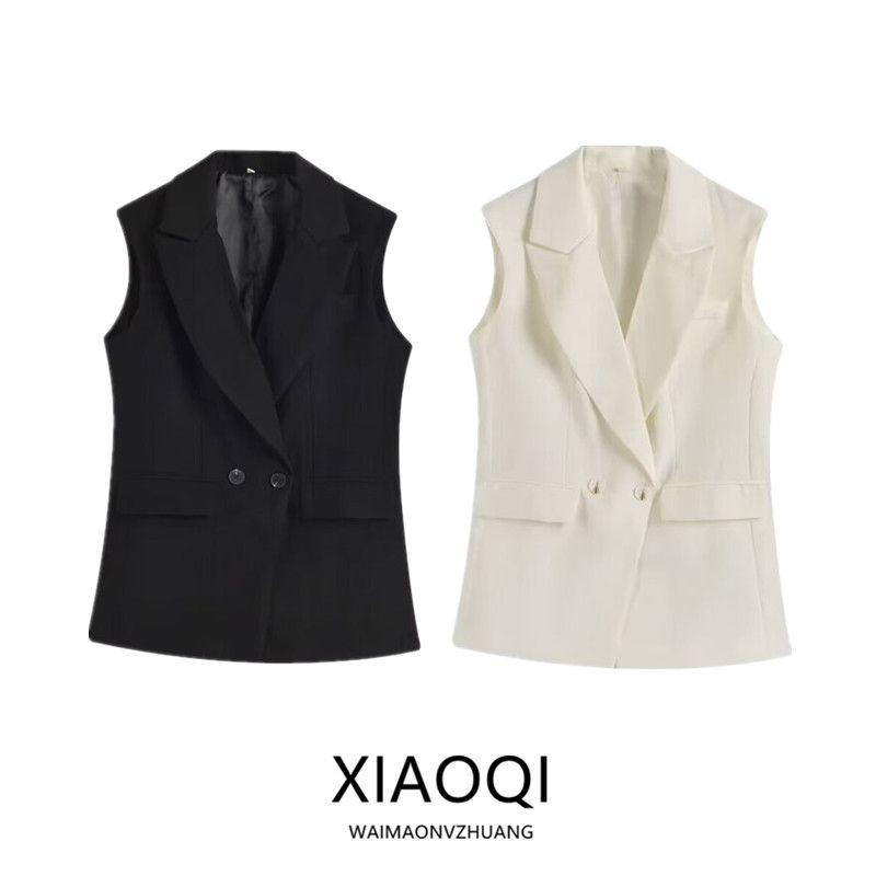 Fashion Style 2024 Summer New Arrival Women's Clothing Temperament Wild Slim Looking Sleeveless Suit Sleeveless Mid Length Long Length Vest