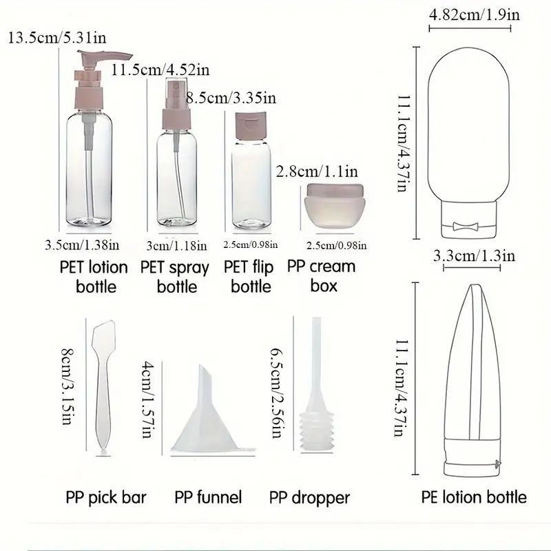 Perfume Bottle Set Refillable Spray Lotion Shampoo Shower Tube Bottling Refill Cosmetic Travel Liquid Container Portable Tool