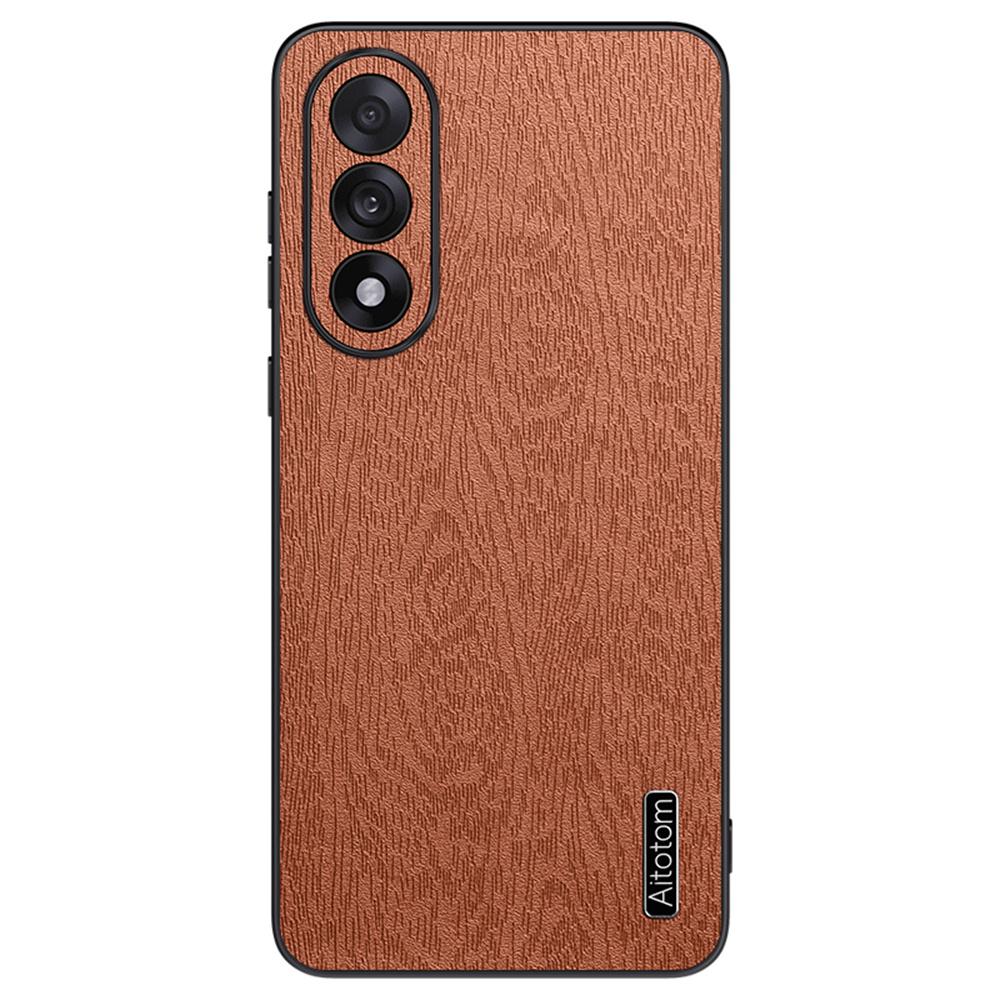For OnePlus Ace 5 Ultra 5G Case Wood Texture PU Leather Coated PC TPU Phone Cover