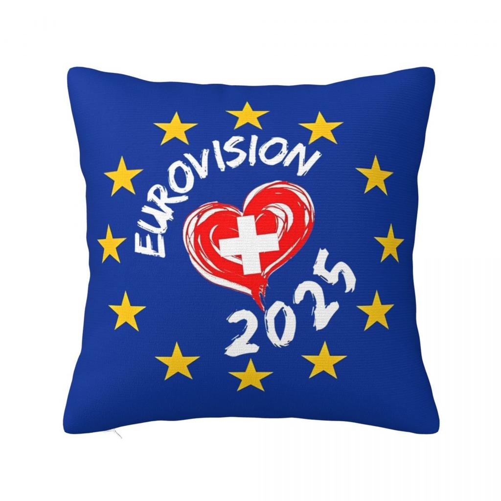 Eurovision Song Contest Flags Hearts Esc Ebu Eurofans Pillow Case Music Cushion Covers Decor Pillowcase For Car 45X45Cm