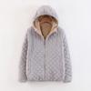 Women's Hooded Coat Casual Slim Check Lamb Fleece Top Thick Warm Plus-size Jacket