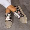 Женские леопардовые парусиновые туфли на платформе кроссовки на шнуровке в стиле ретро обувь для ходьбы на открытом воздухе вулканизированная обувь Tenis Zapatos De Mujer