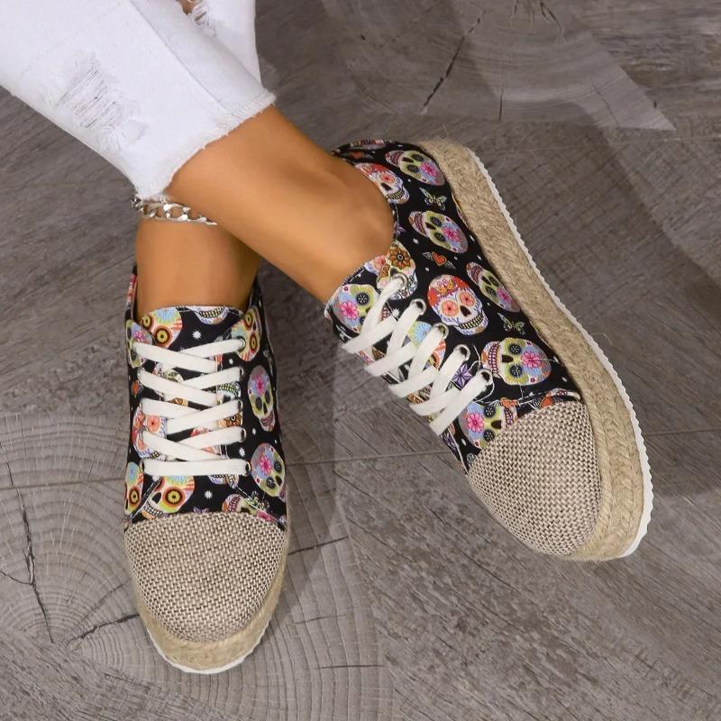 Женские леопардовые парусиновые туфли на платформе кроссовки на шнуровке в стиле ретро обувь для ходьбы на открытом воздухе вулканизированная обувь Tenis Zapatos De Mujer