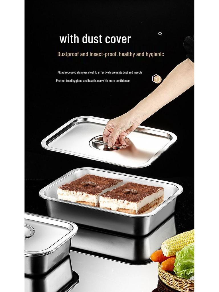 Очень большой глубокий прямоугольный самообслуживаемый пищевой бассейн из нержавеющей стали 304 с крышкой