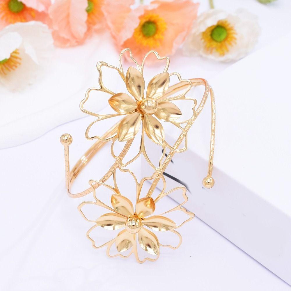 Hollow Out Flower Bracelet Floral Armband Elegant Arm Ring  Gift