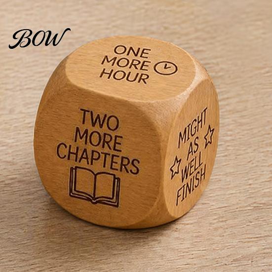 Reading Motivation Gadget Wooden Decision Dice, 6-Sided Wood Engraved Quotes Prompt, Natural Tool Charm, Fun Companion Book Lover Habit