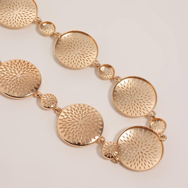 Новый стиль женской поясной цепочки высокого класса с металлическими ажурными узорами и геометрическим дизайном