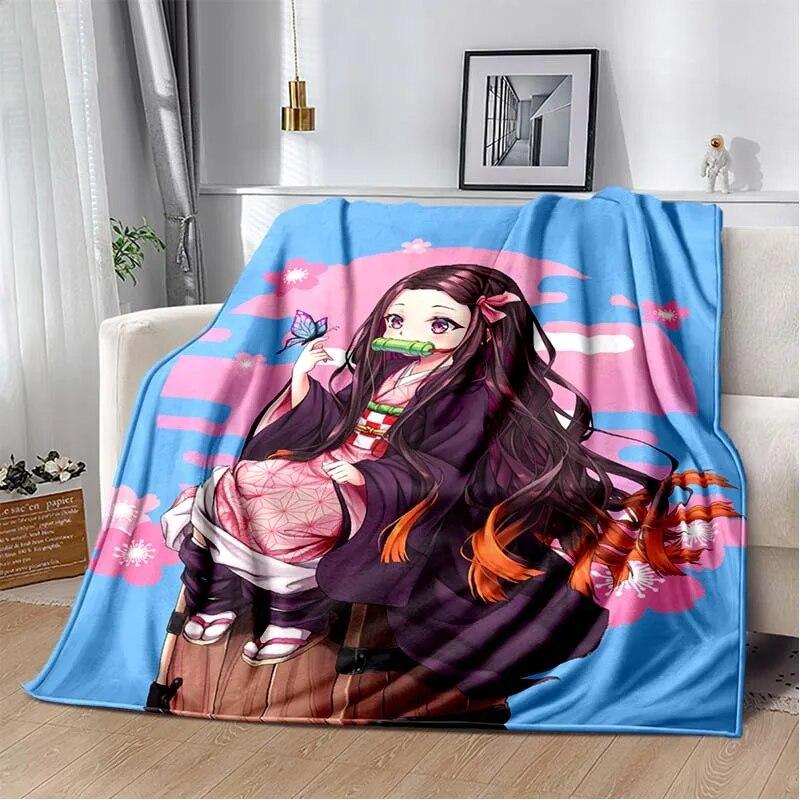 Модное одеяло Demon Slayer-легкое фланелевое покрывало для дивана и кровати, одеяло с цифровой печатью из мягкой фланелевой ткани с червями