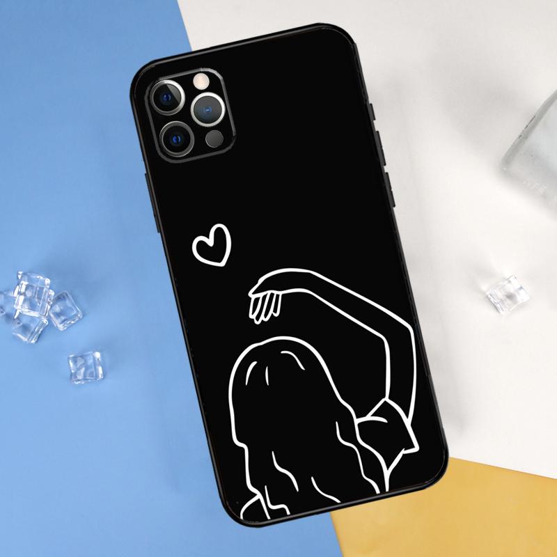 Мультяшная пара Любовь Мальчик Девочка Чехол для телефона Для iPhone 16 Pro 15 Pro 11 13 14 Pro Max 12 Mini XR 16 15 Plus 16e Защитная крышка