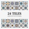 24PCS  Creative Kitchen Tile Stickers Waterproof Mandala Flowers Tile Paste Self-adhesive Wallpaper Bedroom Decoration Stickers