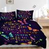 3pcs Colorful Butterfly Ideas Quilt Set Cartoon Themed Bed Quilt Set Lovely Character Bedroom Decor Bed Quilt Set Four Seasons (1 Cover + 2Pillow
