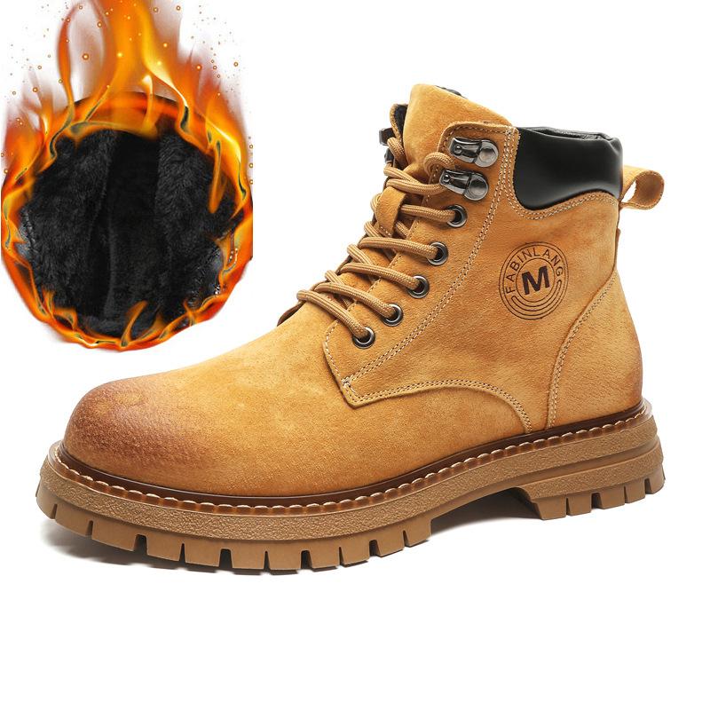 Осенние ботинки Мартин мужские с внутренней высотой, увеличивающей рост, в британском стиле, высокие, рабочие мужские ботинки средней высоты, универсальный тренд, ботинки цвета ревеня 6711-M