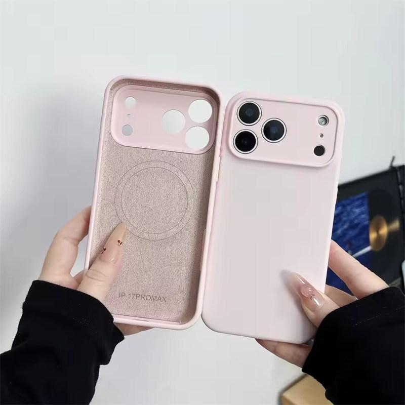 Жидкий силиконовый магнитный чехол для iPhone 17 Air 16 15 14 Plus 13 12 Pro Max для защиты камеры Матовая крышка