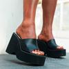 Женские летние тапочки с толстой подошвой, нескользящие сандалии на высоком каблуке
