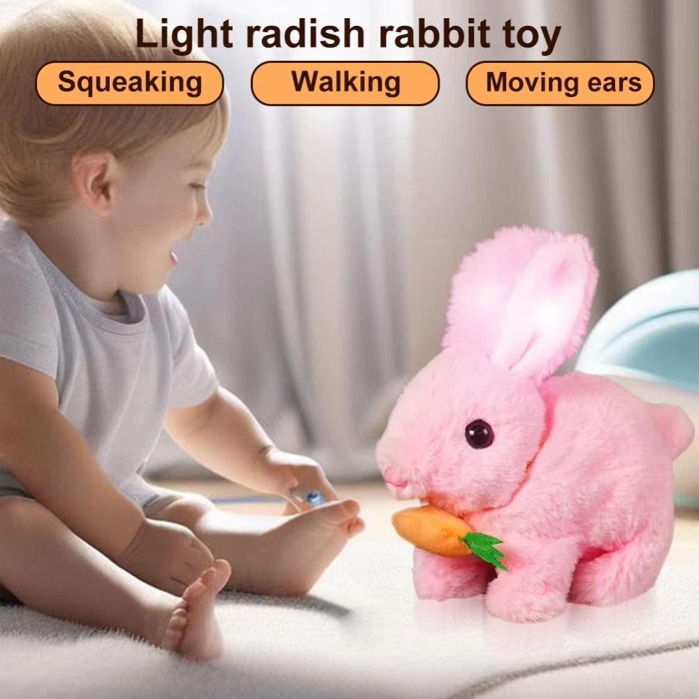 Movements Electric Plush Rabbit Toy Wag Tail Walking Interactive Bunny Kids Toy