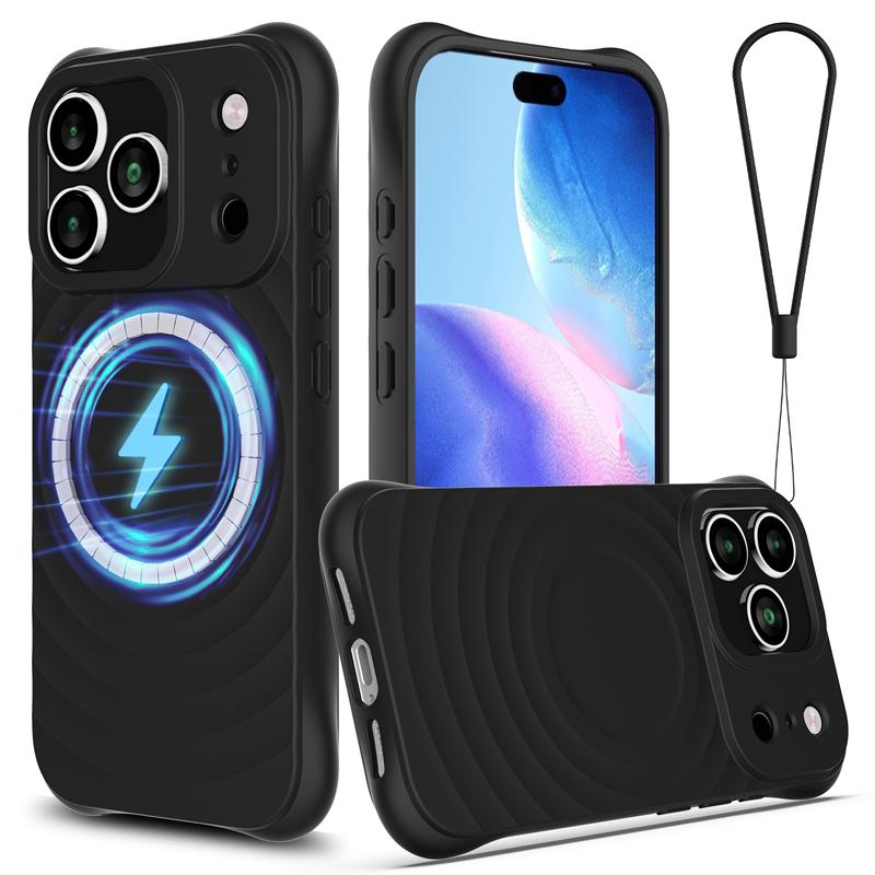 For iPhone 17 Pro Max,17 Air Case Magnetic Soft TPU Liquid Silicone Strap Cover With Microfiber Lining for iPhone17