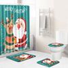 Christmas Shower Curtain Polyester Cloth Toilet Seat Four-Piece Set Entrance Door Mat Bedroom Living Room Floor Mat Carpet
