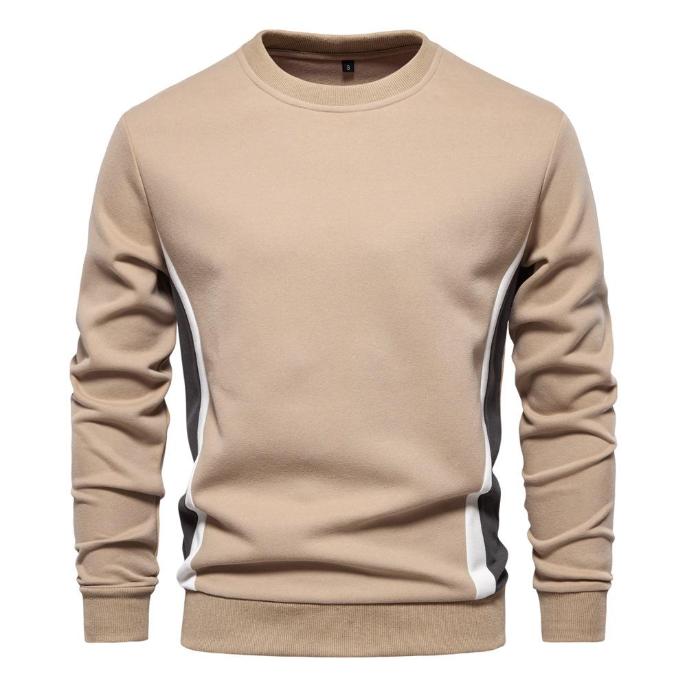 Autumn New Men'S Long-Sleeved Splicing Sweater Foreign Trade Men'S Casual Slim-Fit Crew Neck Sports Jumper