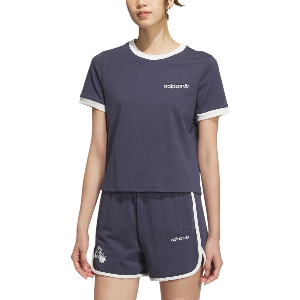 adidas Оригинальная ретро футболка для женщин Темно-синий JM7973
