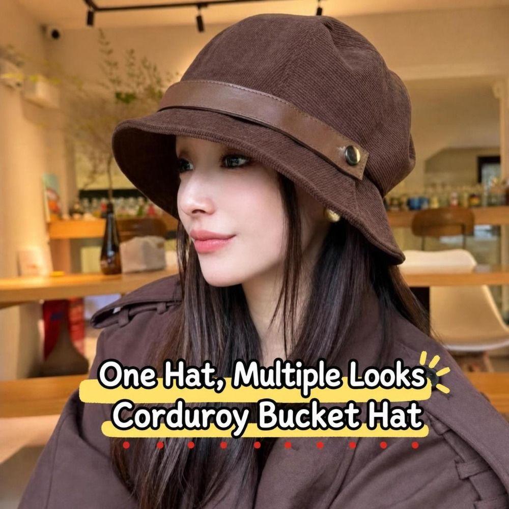 Wide Brimmed Bucket Hat Corduroy Beret Hat Fashion Basin Hat  Autumn Winter