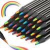 12pcs/Set Kawaii Rainbow Pencil 7 Colors Concentric Gradient Crayons Kids Gift Colored Pencils Art Painting Drawing Stationery