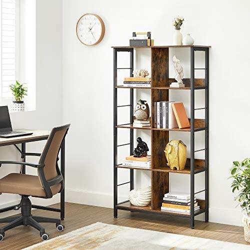 Shelf, Shelf Unit, 4-tier Shelves, Storage Shelf, for Office, Living Room, Bedroom, 80 X 33 X 149 Cm, Industrial, Rust
