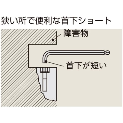 TONE BS900S Short Neck Ball Point L-Shaped Wrench Set, 9 Pieces