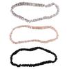 Satin Elastic Fashion Hairband, Blusher, Grey, Black, 3 Hairbands