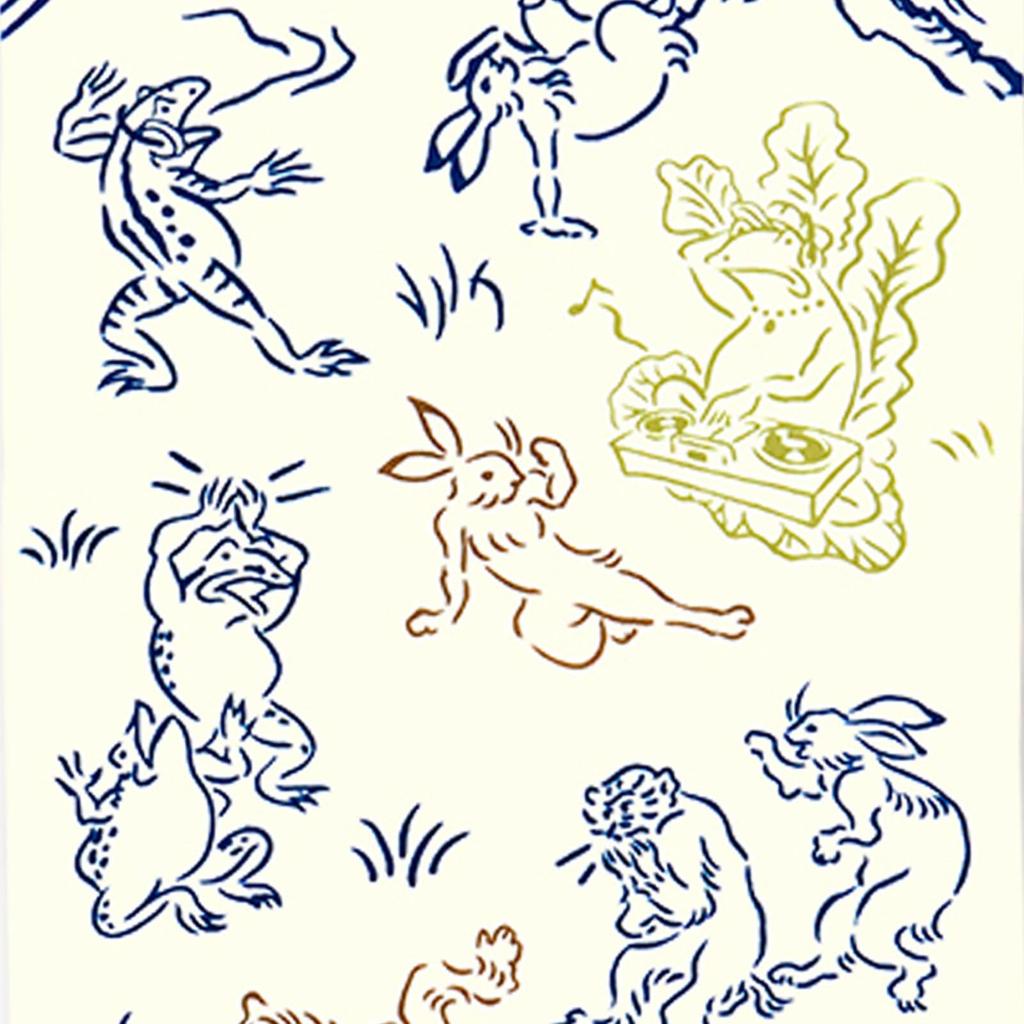 Miyamoto Towel Miyamoto Kenema Tenugui Breakdance 33 X 90cm Made In Japan Chū-dyed (Tenugui) Choju-Juju-Giga (Choju-giga) Approx.