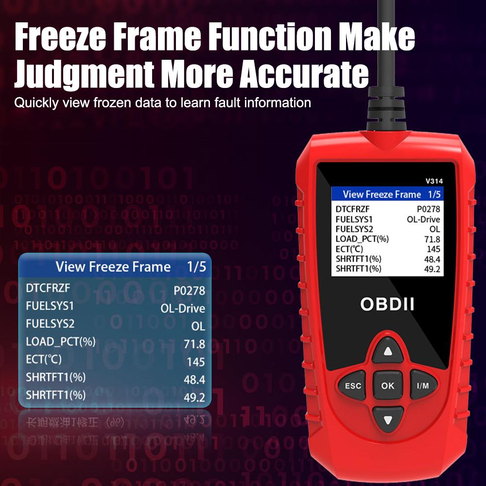 Встроенная карта считывания кода V314, автомобильные аксессуары, обнаружение автомобильных неисправностей, автомобильный диагностический инструмент, автомобильный сканер OBDII, считыватель