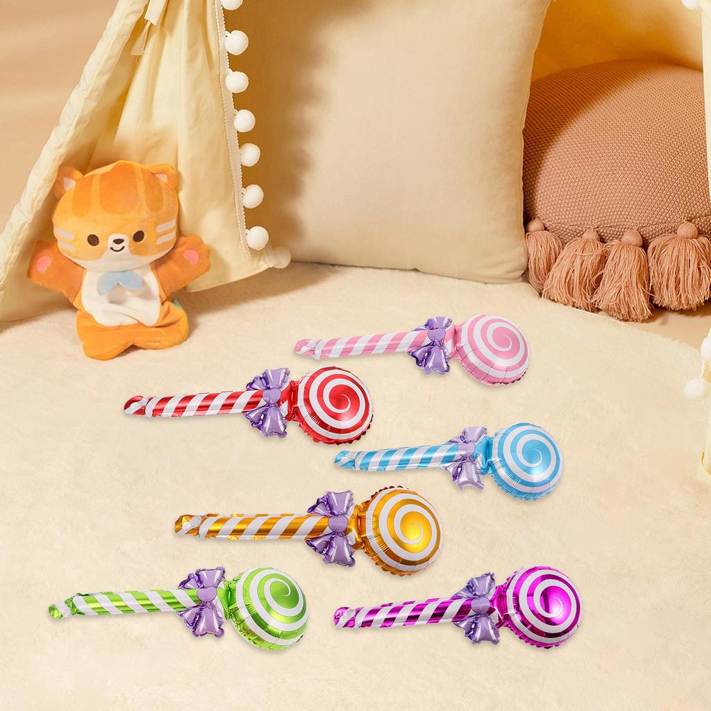 6 Pcs Inflatable Lollipop Decoration Candy Themed Props Balloon Shaped Party Decorations Candyland Birthday Carnival Lollipops