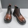 Модные мужские ботинки челси в британском стиле, из искусственной кожи, с острым носком, ботильоны, толстая подошва, деловые высокие туфли, универсальные боты для улицы