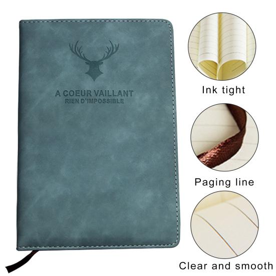 Elegant Notebook with 280 Pages Thickened Faux Leather Cover Elegant Writing Experience Office Workplace Notebook