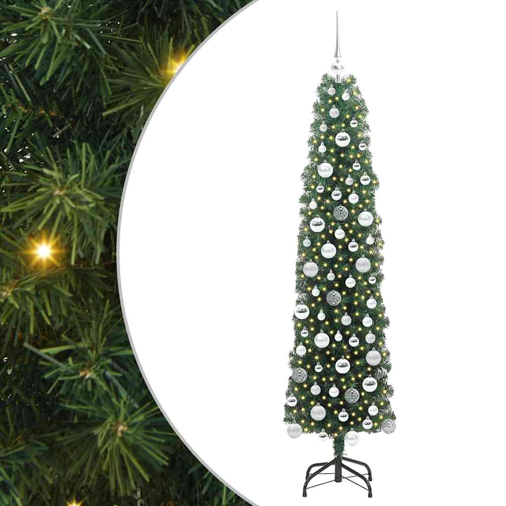 Artificial Christmas Tree with 300 LEDs and Stand Green 180 cm