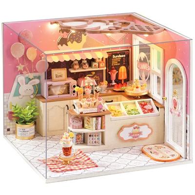(t-ФРИК) Кукольный домик Набор для DIY Миниатюрный Серия "Моя маленькая сцена" (H-023 МАГАЗИН МОРОЖЕНОГО)
