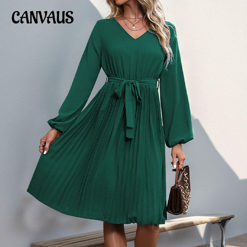 Весенне-осенняя юбка с длинным рукавом и v-образным вырезом, женское плиссированное кружевное платье с завязками