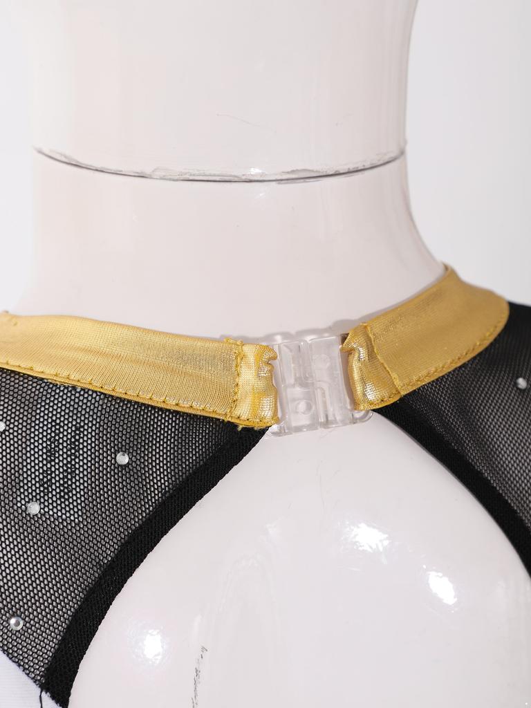 Kids Girls One Piece Leotard Shiny Rhinestone Decorated Gymnastics Jumpsuit Practice Outfits