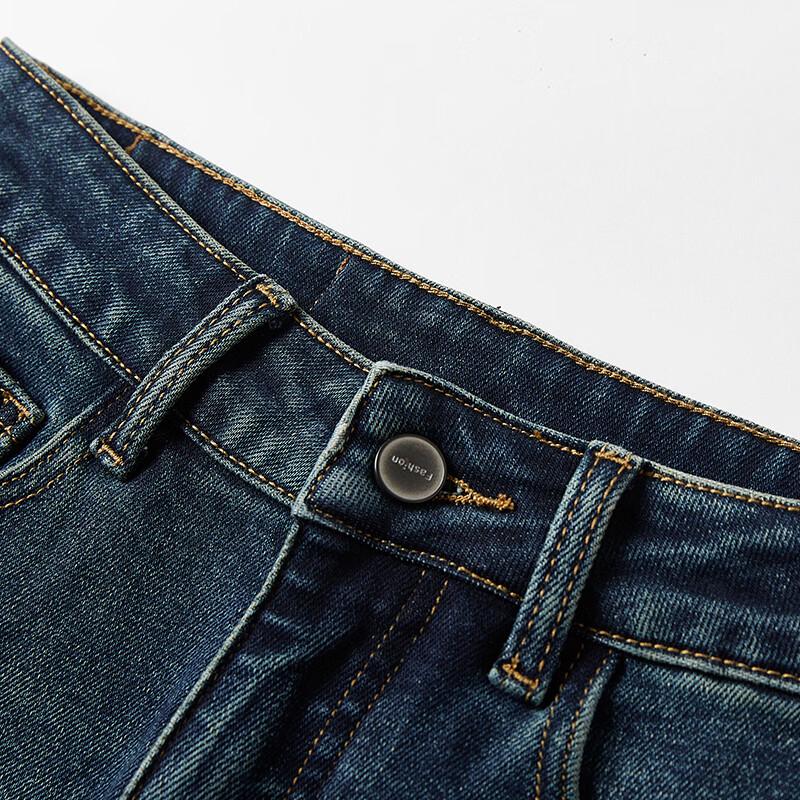 Xiangying Women's Retro Denim High-Waist Straight Jeans